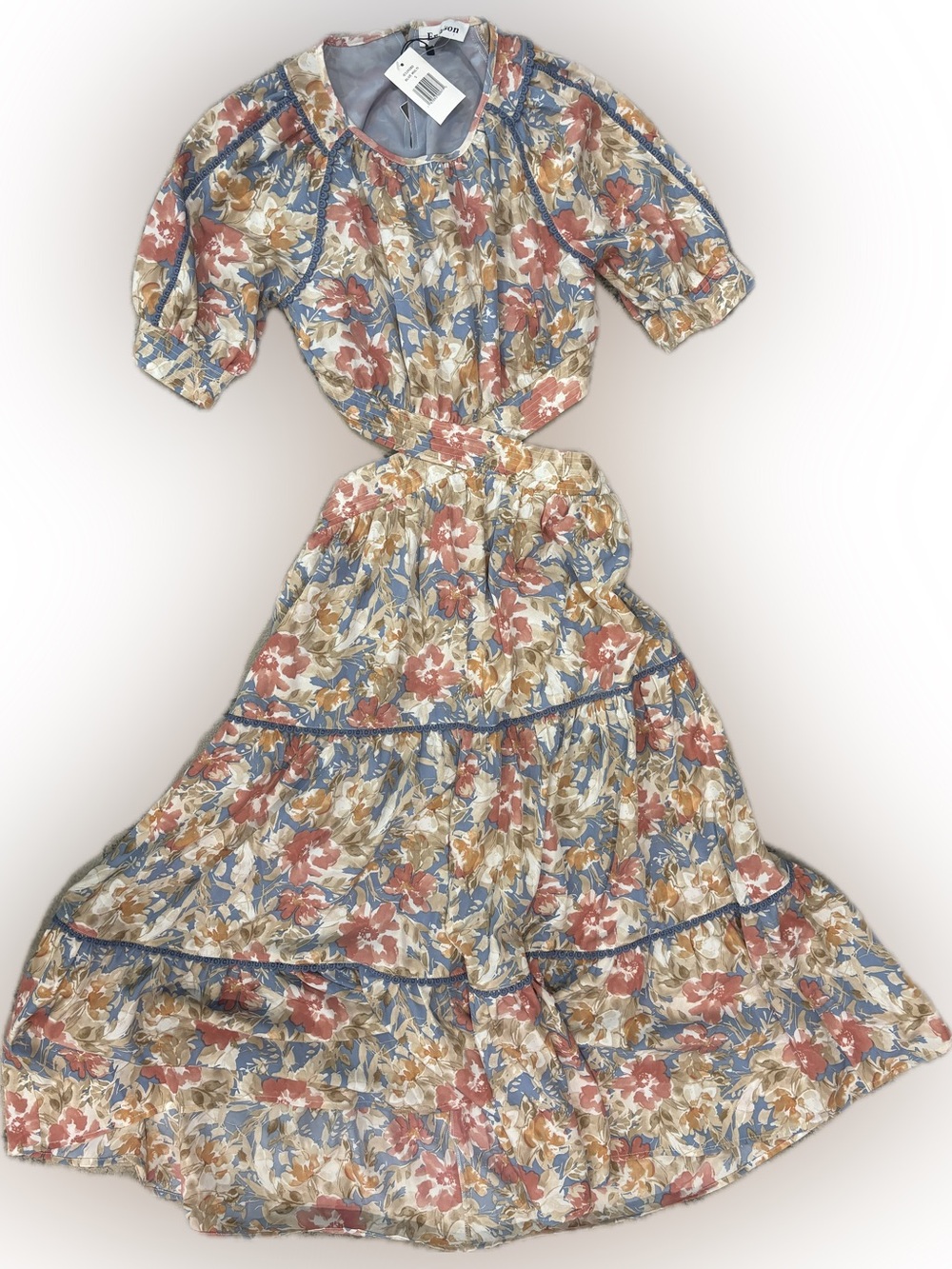 Floral Tiered Midi Dress in Multicolor